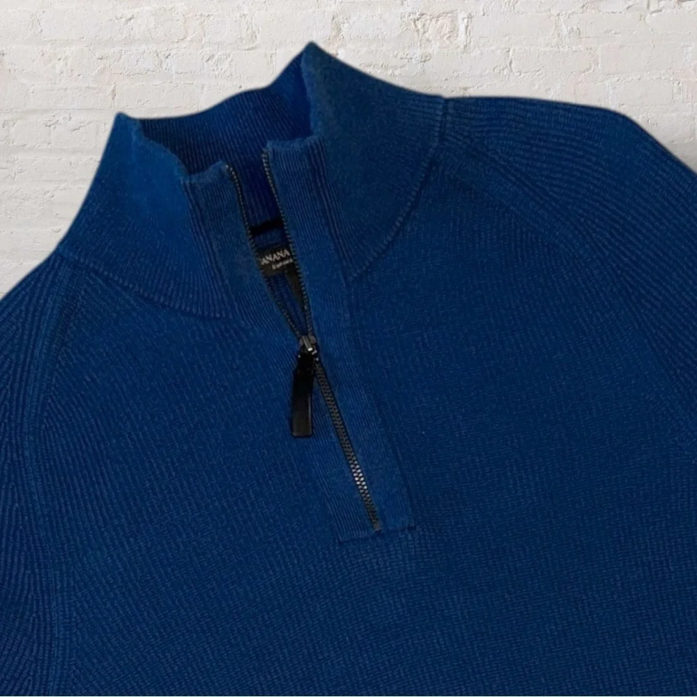 Banana Republic Men’s Supima Cotton Ribbed ¼-Zip Sweater Blue Size Medium